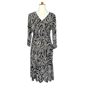 Vintage Evan Picone Faux Wrap Dress Size 12, V-Neck, Midi, Lightweight, Summer